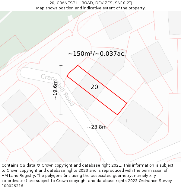 20, CRANESBILL ROAD, DEVIZES, SN10 2TJ: Plot and title map