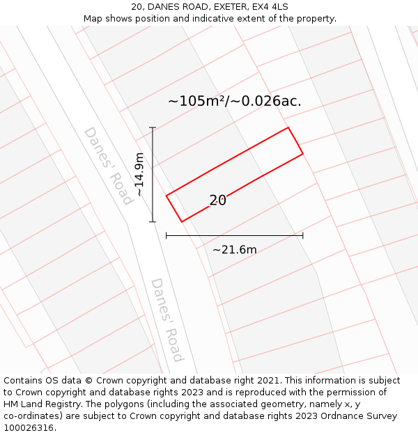 20, DANES ROAD, EXETER, EX4 4LS: Plot and title map