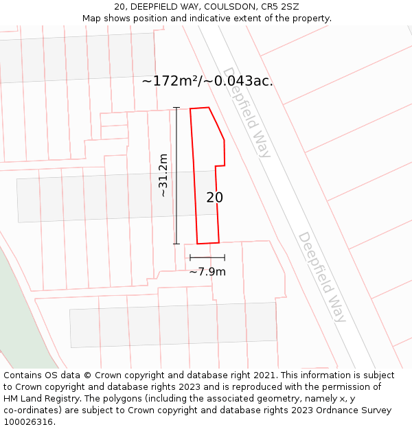 20, DEEPFIELD WAY, COULSDON, CR5 2SZ: Plot and title map