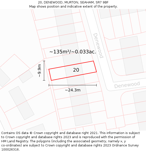 20, DENEWOOD, MURTON, SEAHAM, SR7 9BF: Plot and title map
