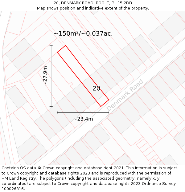 20, DENMARK ROAD, POOLE, BH15 2DB: Plot and title map