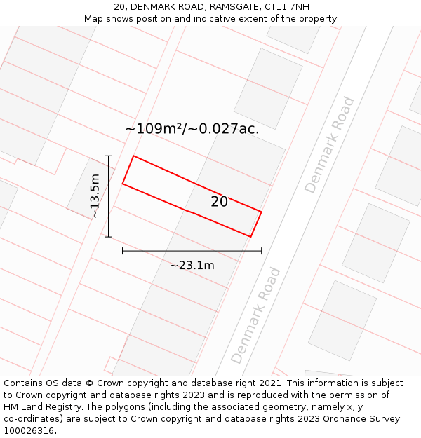 20, DENMARK ROAD, RAMSGATE, CT11 7NH: Plot and title map