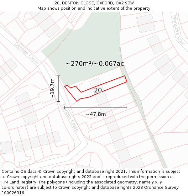 20, DENTON CLOSE, OXFORD, OX2 9BW: Plot and title map