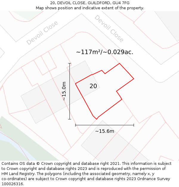 20, DEVOIL CLOSE, GUILDFORD, GU4 7FG: Plot and title map
