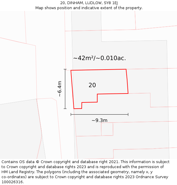 20, DINHAM, LUDLOW, SY8 1EJ: Plot and title map