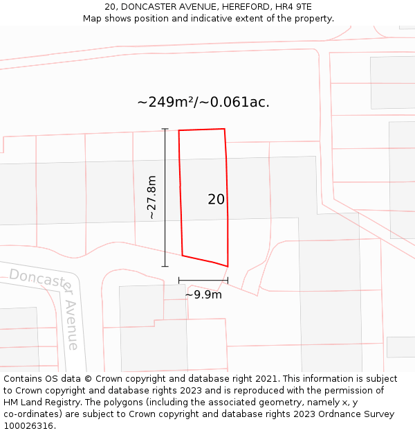 20, DONCASTER AVENUE, HEREFORD, HR4 9TE: Plot and title map