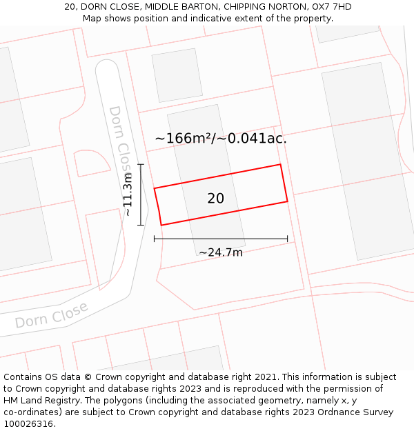 20, DORN CLOSE, MIDDLE BARTON, CHIPPING NORTON, OX7 7HD: Plot and title map