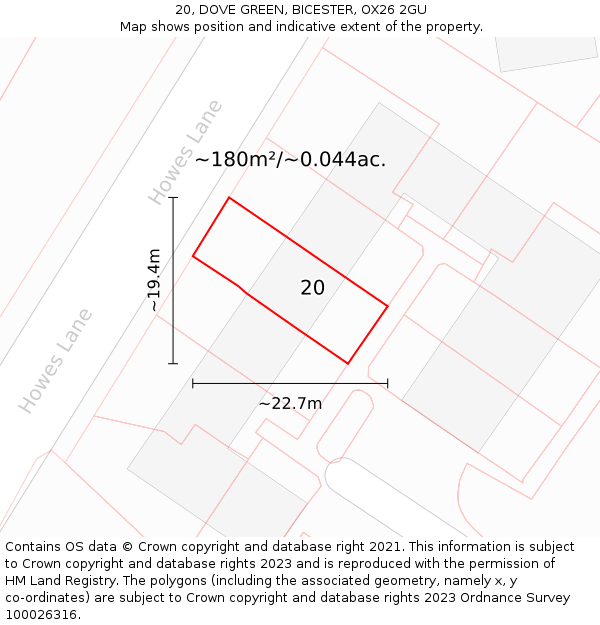 20, DOVE GREEN, BICESTER, OX26 2GU: Plot and title map