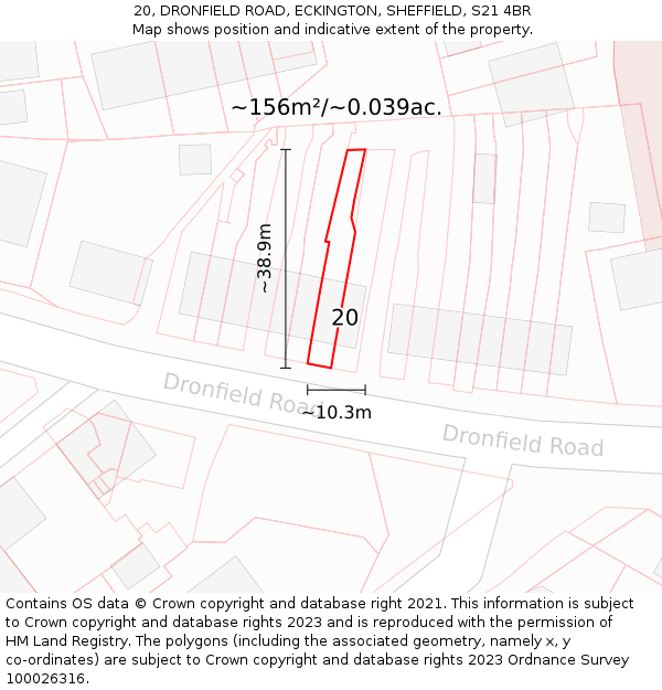 20, DRONFIELD ROAD, ECKINGTON, SHEFFIELD, S21 4BR: Plot and title map