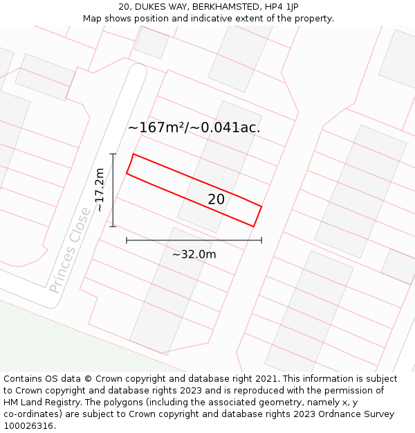 20, DUKES WAY, BERKHAMSTED, HP4 1JP: Plot and title map