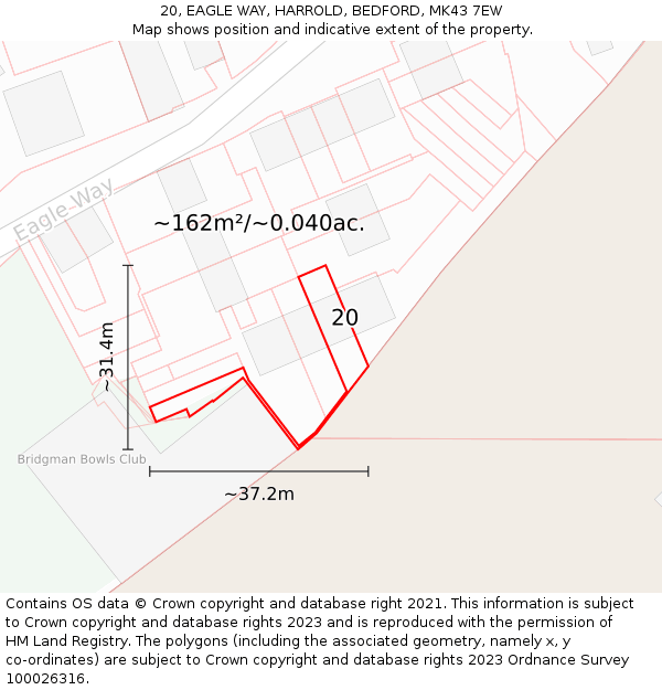 20, EAGLE WAY, HARROLD, BEDFORD, MK43 7EW: Plot and title map