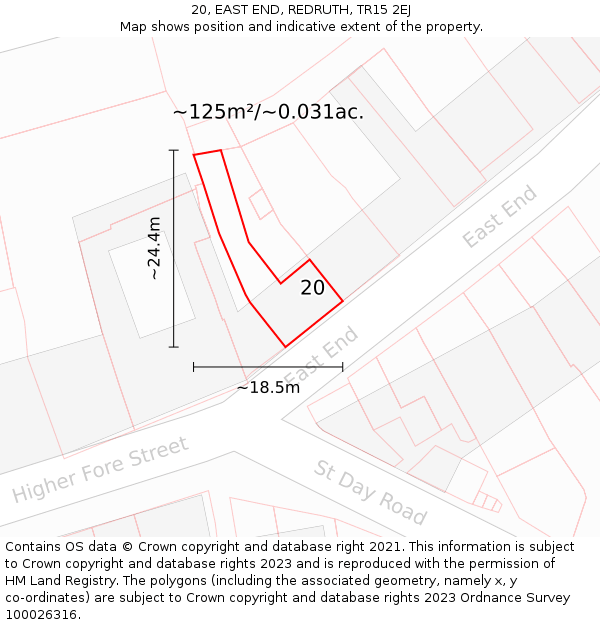 20, EAST END, REDRUTH, TR15 2EJ: Plot and title map