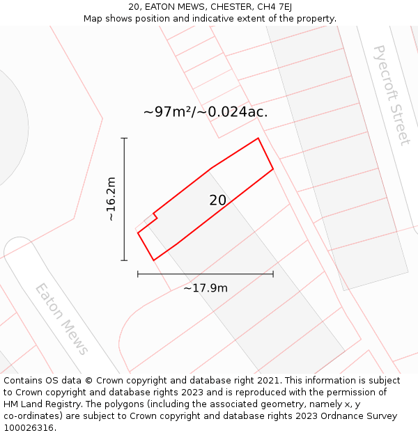 20, EATON MEWS, CHESTER, CH4 7EJ: Plot and title map