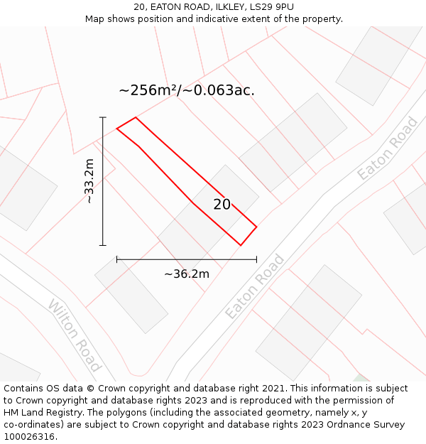 20, EATON ROAD, ILKLEY, LS29 9PU: Plot and title map