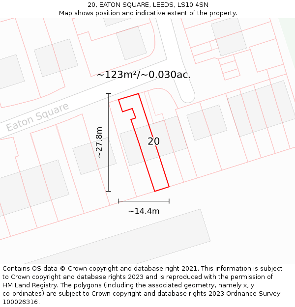 20, EATON SQUARE, LEEDS, LS10 4SN: Plot and title map