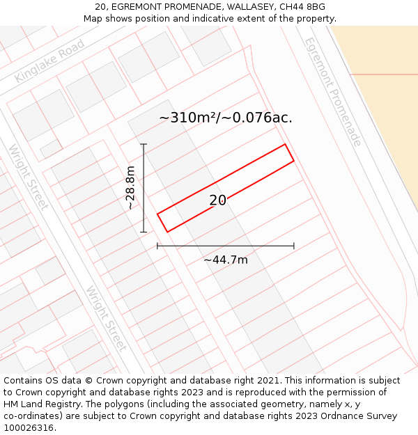 20, EGREMONT PROMENADE, WALLASEY, CH44 8BG: Plot and title map