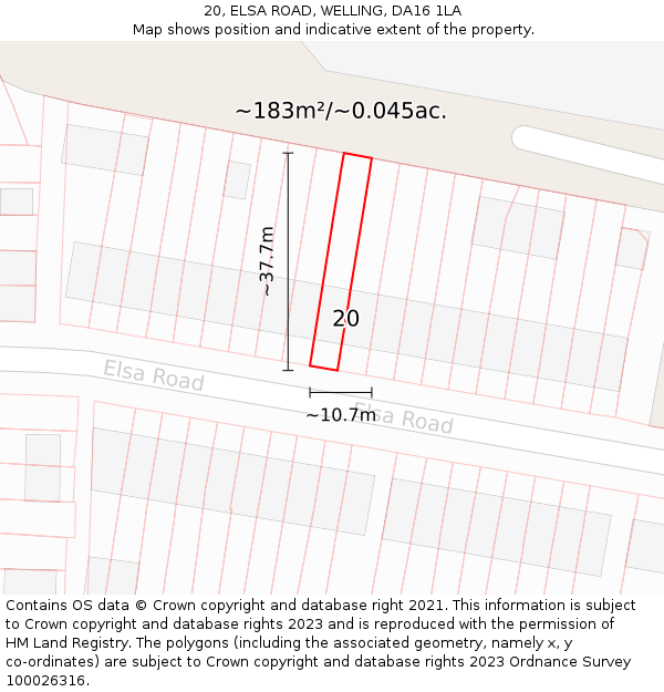 20, ELSA ROAD, WELLING, DA16 1LA: Plot and title map