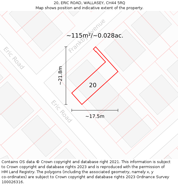 20, ERIC ROAD, WALLASEY, CH44 5RQ: Plot and title map