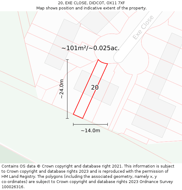 20, EXE CLOSE, DIDCOT, OX11 7XF: Plot and title map