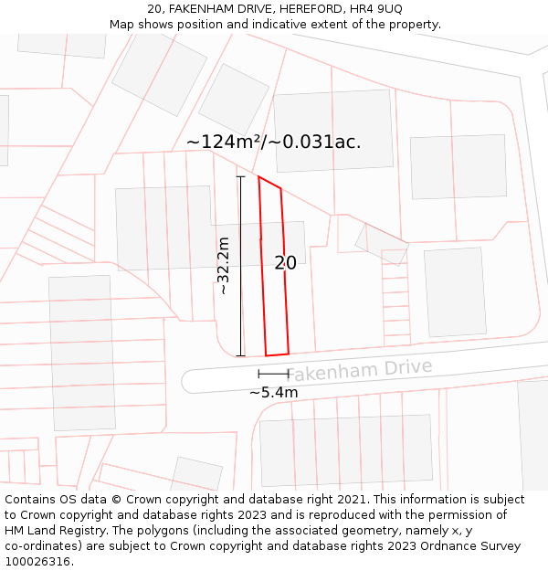 20, FAKENHAM DRIVE, HEREFORD, HR4 9UQ: Plot and title map