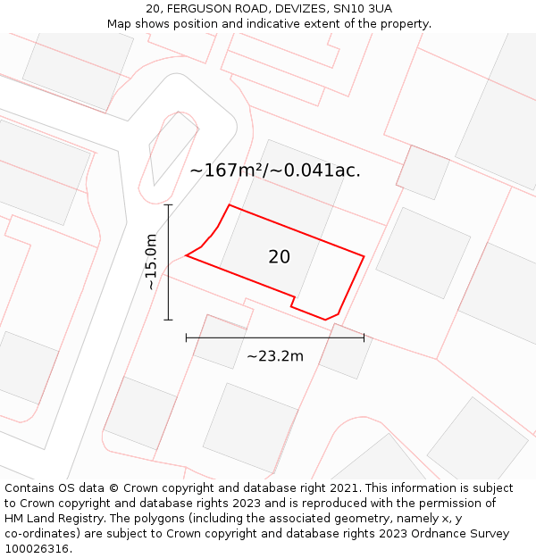 20, FERGUSON ROAD, DEVIZES, SN10 3UA: Plot and title map