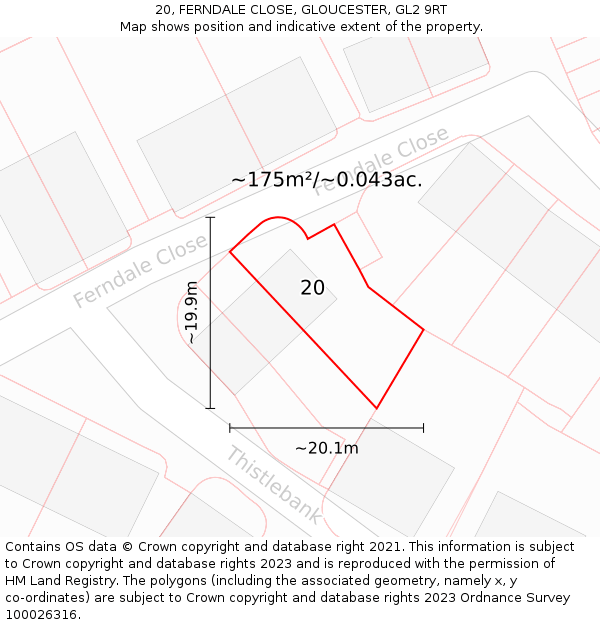 20, FERNDALE CLOSE, GLOUCESTER, GL2 9RT: Plot and title map