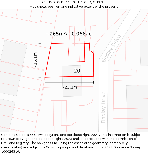 20, FINDLAY DRIVE, GUILDFORD, GU3 3HT: Plot and title map