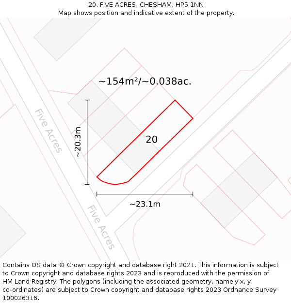 20, FIVE ACRES, CHESHAM, HP5 1NN: Plot and title map