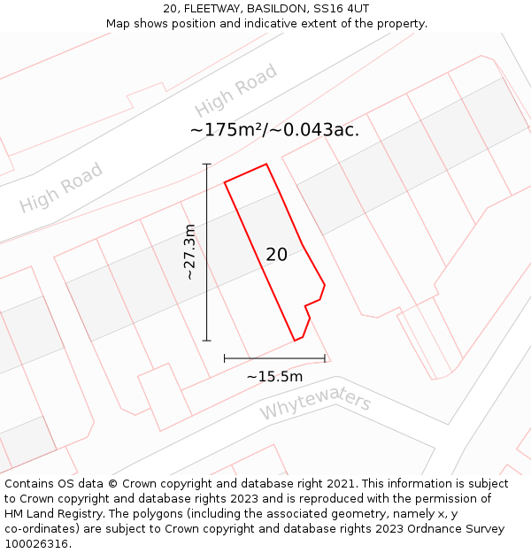 20, FLEETWAY, BASILDON, SS16 4UT: Plot and title map