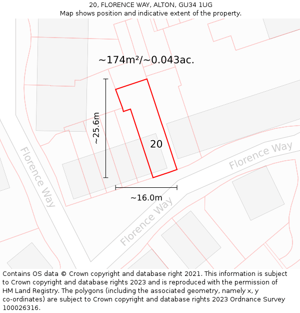 20, FLORENCE WAY, ALTON, GU34 1UG: Plot and title map
