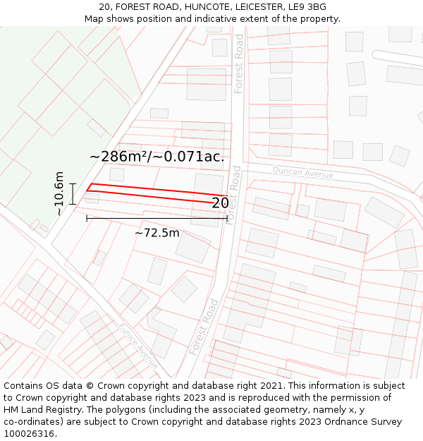 20, FOREST ROAD, HUNCOTE, LEICESTER, LE9 3BG: Plot and title map