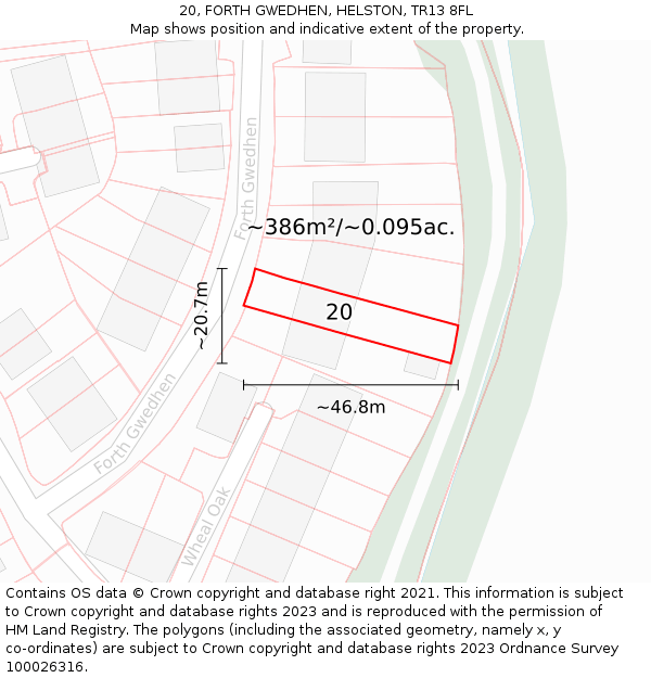 20, FORTH GWEDHEN, HELSTON, TR13 8FL: Plot and title map