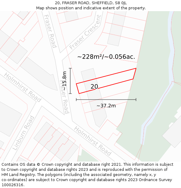 20, FRASER ROAD, SHEFFIELD, S8 0JL: Plot and title map