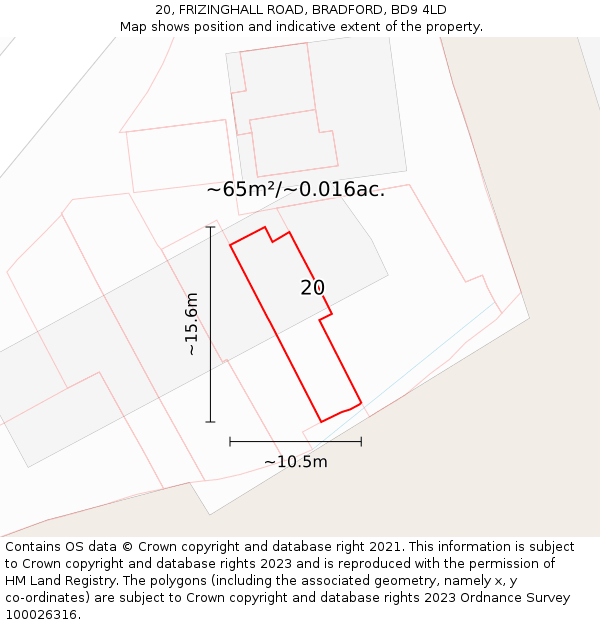 20, FRIZINGHALL ROAD, BRADFORD, BD9 4LD: Plot and title map
