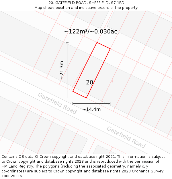 20, GATEFIELD ROAD, SHEFFIELD, S7 1RD: Plot and title map