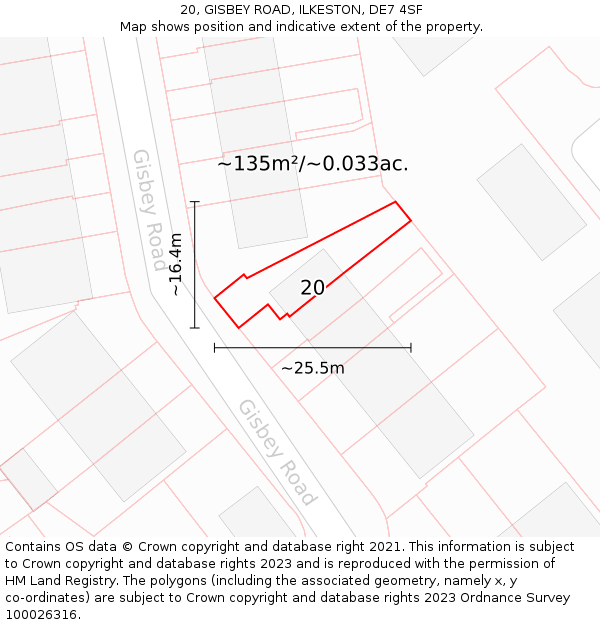 20, GISBEY ROAD, ILKESTON, DE7 4SF: Plot and title map