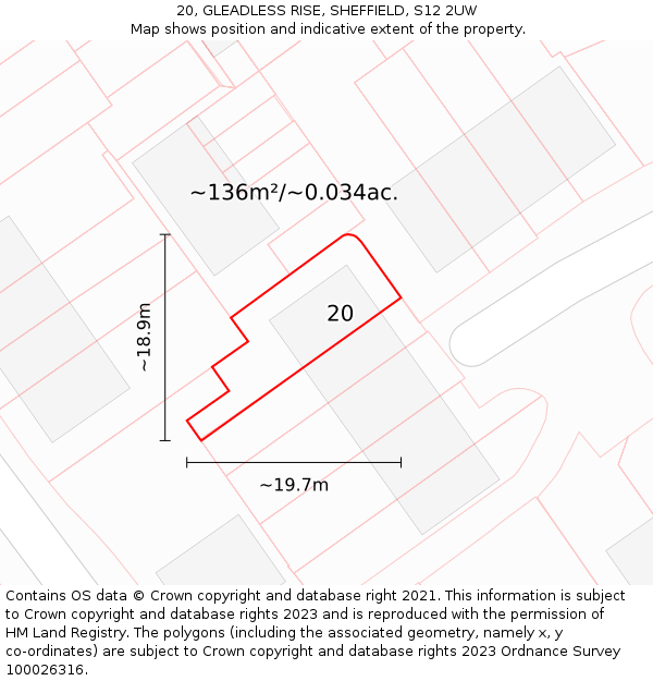 20, GLEADLESS RISE, SHEFFIELD, S12 2UW: Plot and title map