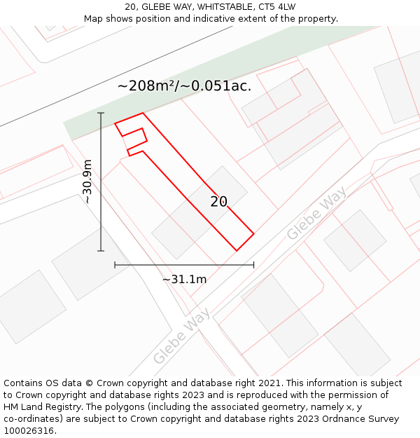 20, GLEBE WAY, WHITSTABLE, CT5 4LW: Plot and title map
