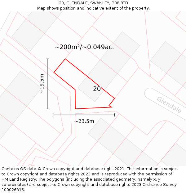 20, GLENDALE, SWANLEY, BR8 8TB: Plot and title map