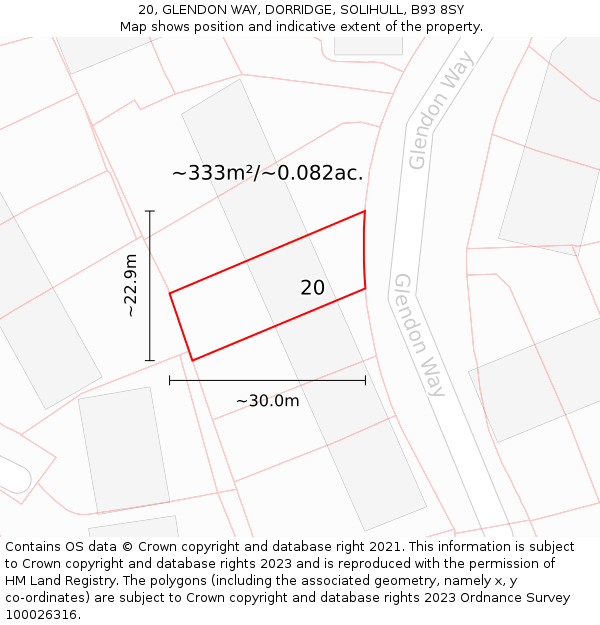 20, GLENDON WAY, DORRIDGE, SOLIHULL, B93 8SY: Plot and title map