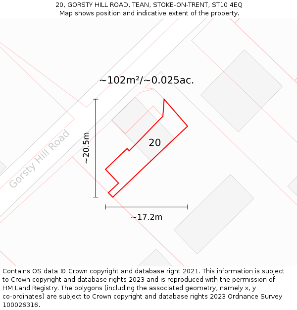 20, GORSTY HILL ROAD, TEAN, STOKE-ON-TRENT, ST10 4EQ: Plot and title map