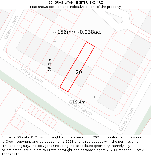 20, GRAS LAWN, EXETER, EX2 4RZ: Plot and title map
