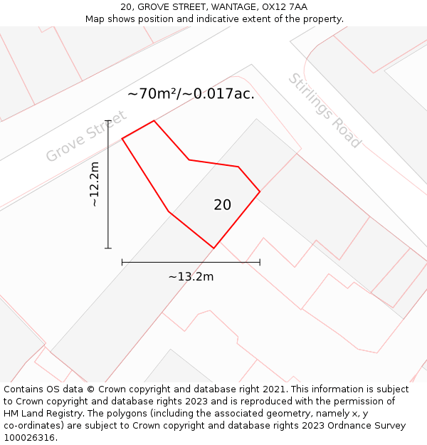 20, GROVE STREET, WANTAGE, OX12 7AA: Plot and title map