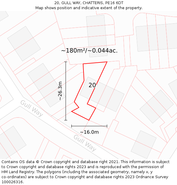 20, GULL WAY, CHATTERIS, PE16 6DT: Plot and title map