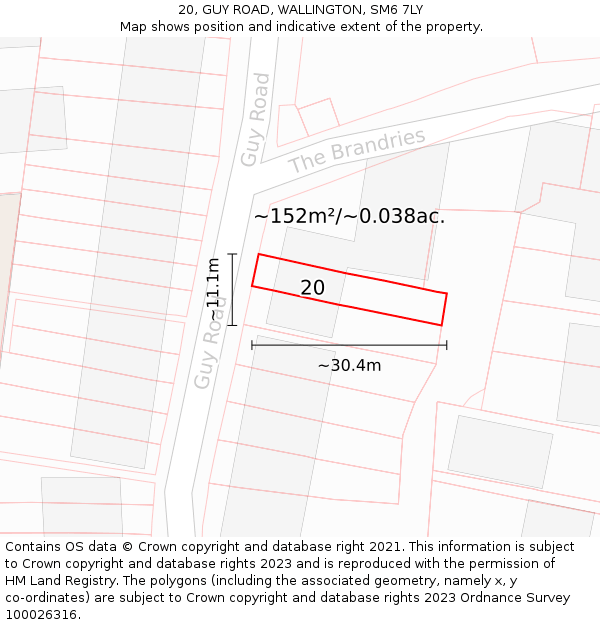 20, GUY ROAD, WALLINGTON, SM6 7LY: Plot and title map