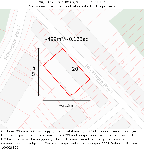 20, HACKTHORN ROAD, SHEFFIELD, S8 8TD: Plot and title map