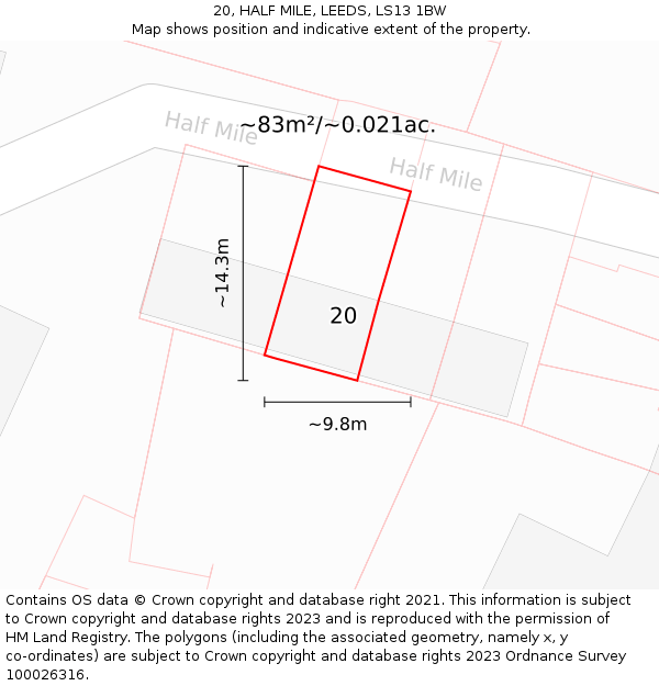 20, HALF MILE, LEEDS, LS13 1BW: Plot and title map
