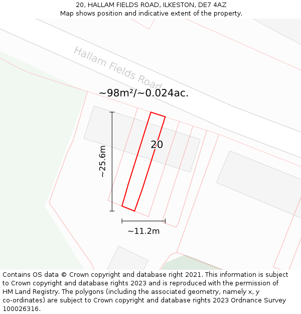 20, HALLAM FIELDS ROAD, ILKESTON, DE7 4AZ: Plot and title map