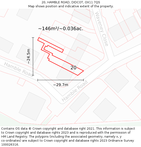 20, HAMBLE ROAD, DIDCOT, OX11 7QS: Plot and title map
