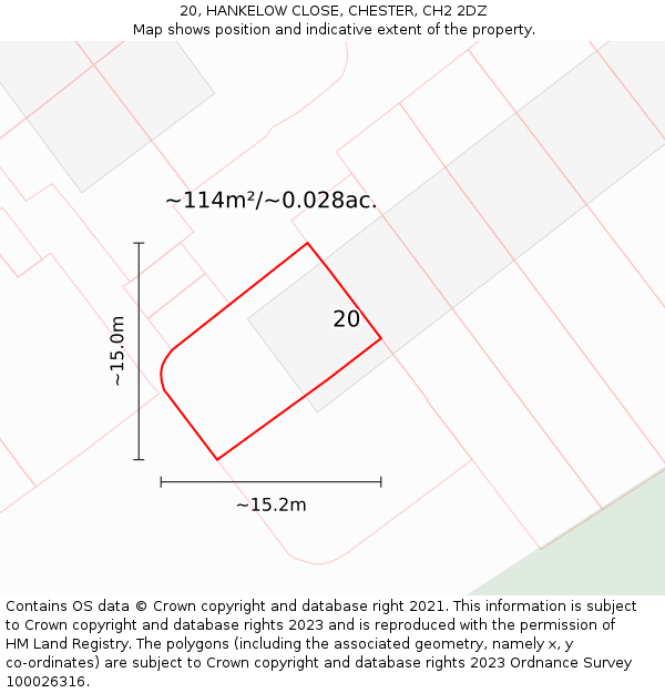 20, HANKELOW CLOSE, CHESTER, CH2 2DZ: Plot and title map